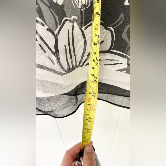 Brighton Black White 100% Silk Scarf Flower Butterfly Rectangle Sheer 64” X 19” - Picture 5 of 8